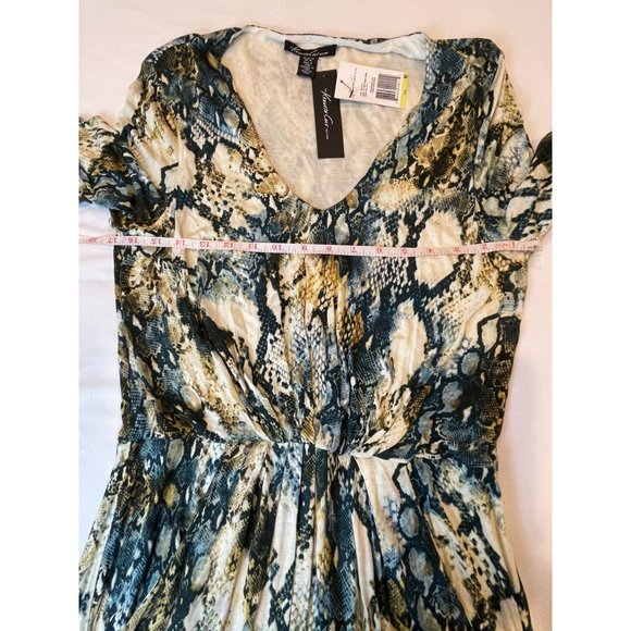 NWT Kenneth Cole Womens Snake Print Sheath Dress V Neck Long Sleeve Multicolor M - Picture 5 of 10